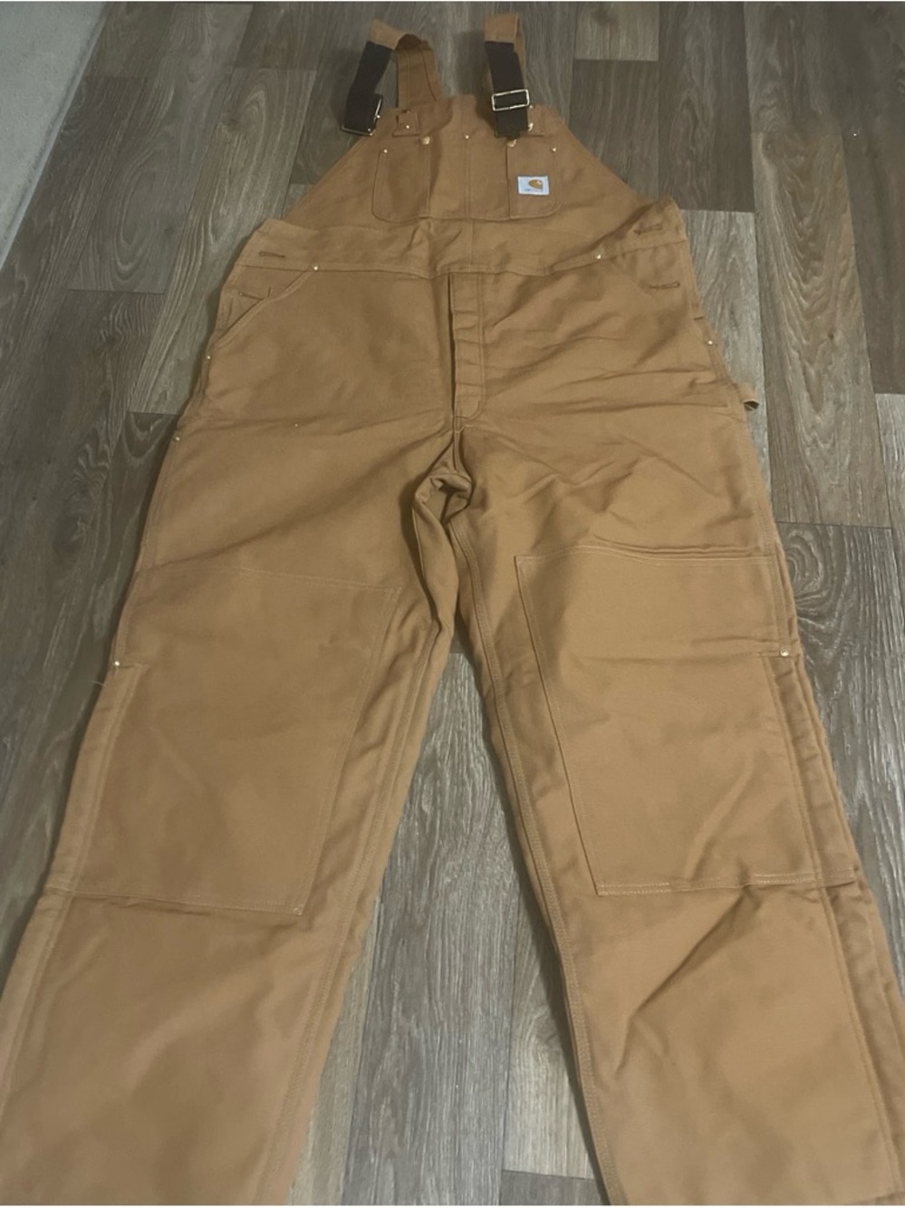 Carhartt Brown Canvas Men's Work Overalls with Adjustable Straps